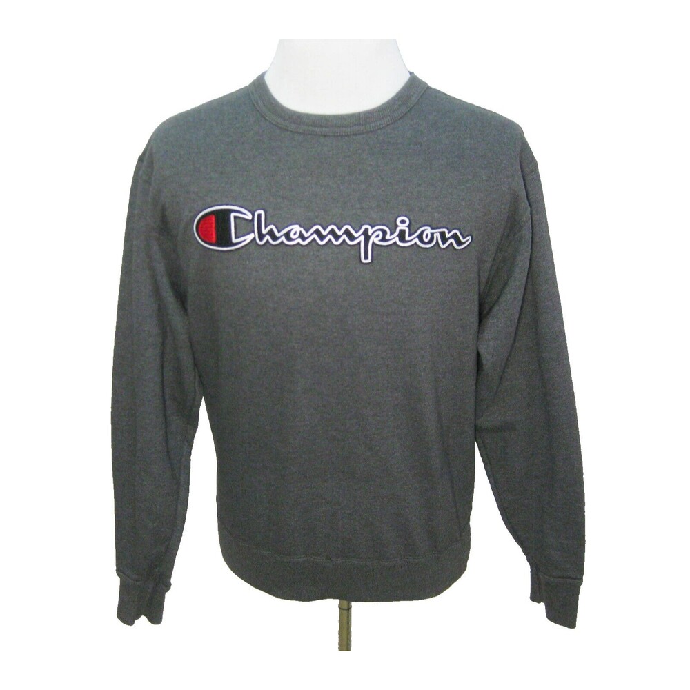 CHAMPION Men's (Size Medium) Gray Long Sleeve Spellout Logo Athletic Sweatshirt